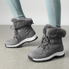 Women Warm Waterproof Snow Boots Mid Calf Insulated Faux Fur Lining