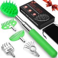 Telescoping Back Scratcher with 5Pcs Detachable Heads,Fathers Day Dad Gifts f...