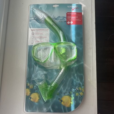 Speedo Junior Adventure Mask + Snorkel Kelly Green Polycarbonate Lenses
