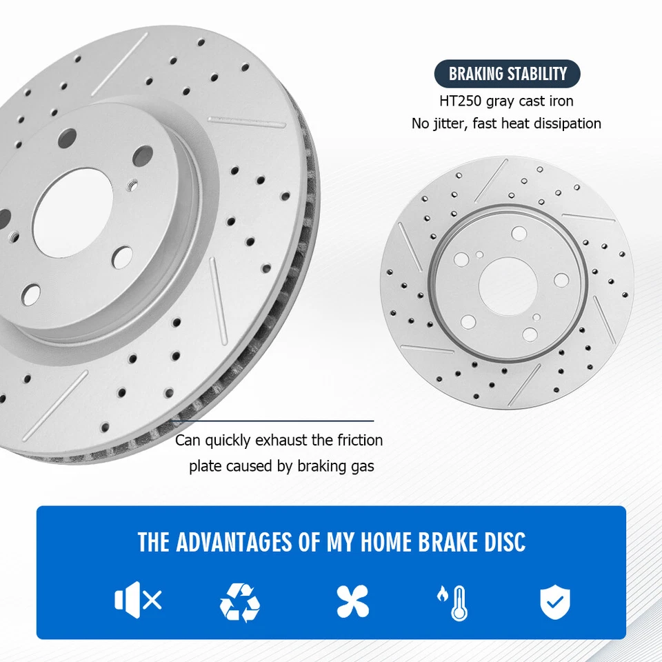 Front Drilled Brake Rotors Brake Pads Kit for Silverado Sierra 1500 Escalade ESV - Imagen 4 de 4