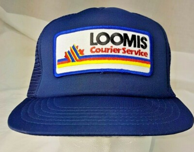 LOOMIS COURIER Cap Trucker Hat Snapback Baseball Vintage retro 80s SERVICE Blue