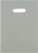 100 Pcs Plastic Shopping Bags Business Merchandise Bags with Die Cut Handles