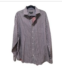 Bugatchi Uomo Flip Cuff Classic Fit 100 Cotton Shirt Size Xtra Large XL Plaid