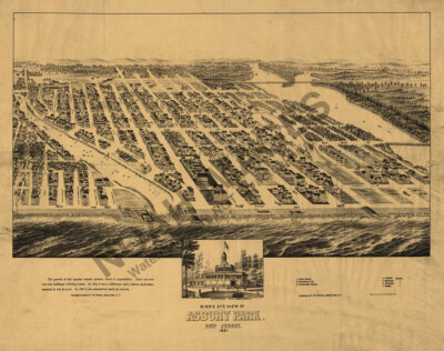 Panoramic Map of Asbury Park New Jersey 16x20