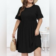 V.en Style Flutter Sleeve Knit Dress Black Size 2X