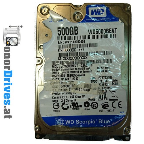 Western Digital WD500BEVT-22A0RT0 - 500 GB - SATA - PCB 2060-771672-004 Rev. A*