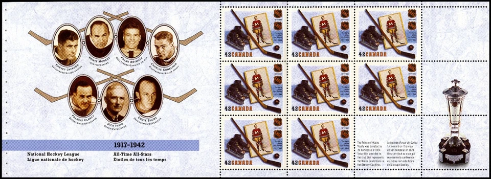 1992 Canada Post Stamp Booklet - #BK148 National Hockey League 25 x 42¢ - Image 2 of 4
