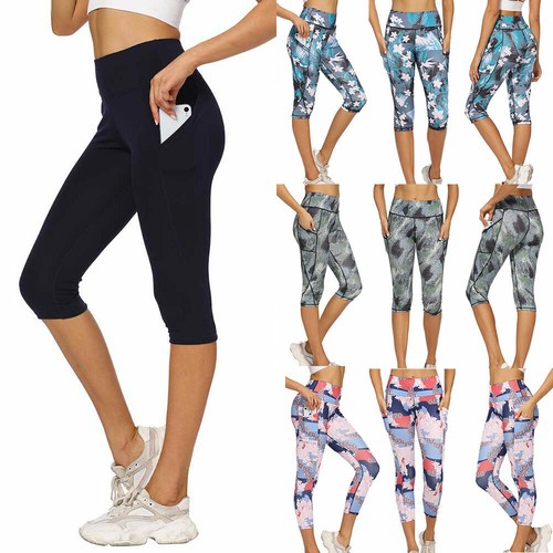 Women 3/4 Capri Yoga Pants Gym Fitness 