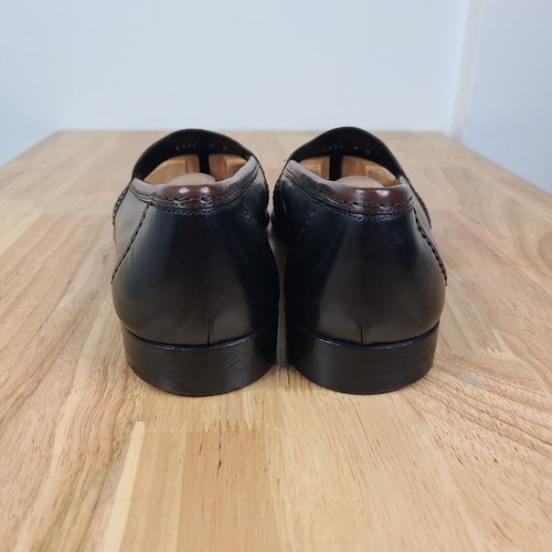 Bally Basket Weave Woven Loafers Black Brown Men 9D Leather Shoes Italy Two Tone - Picture 9 of 21