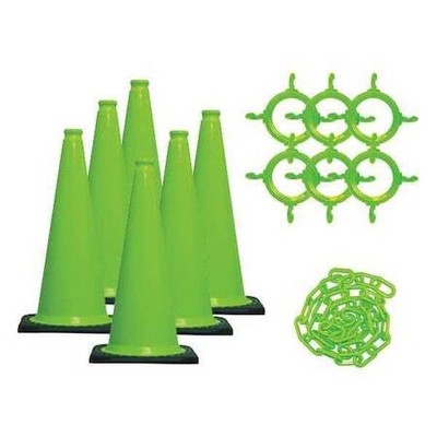 Mr. Chain 93214-6 Traffic Cone Kit, Uv Inhibited Polyethylene, Green