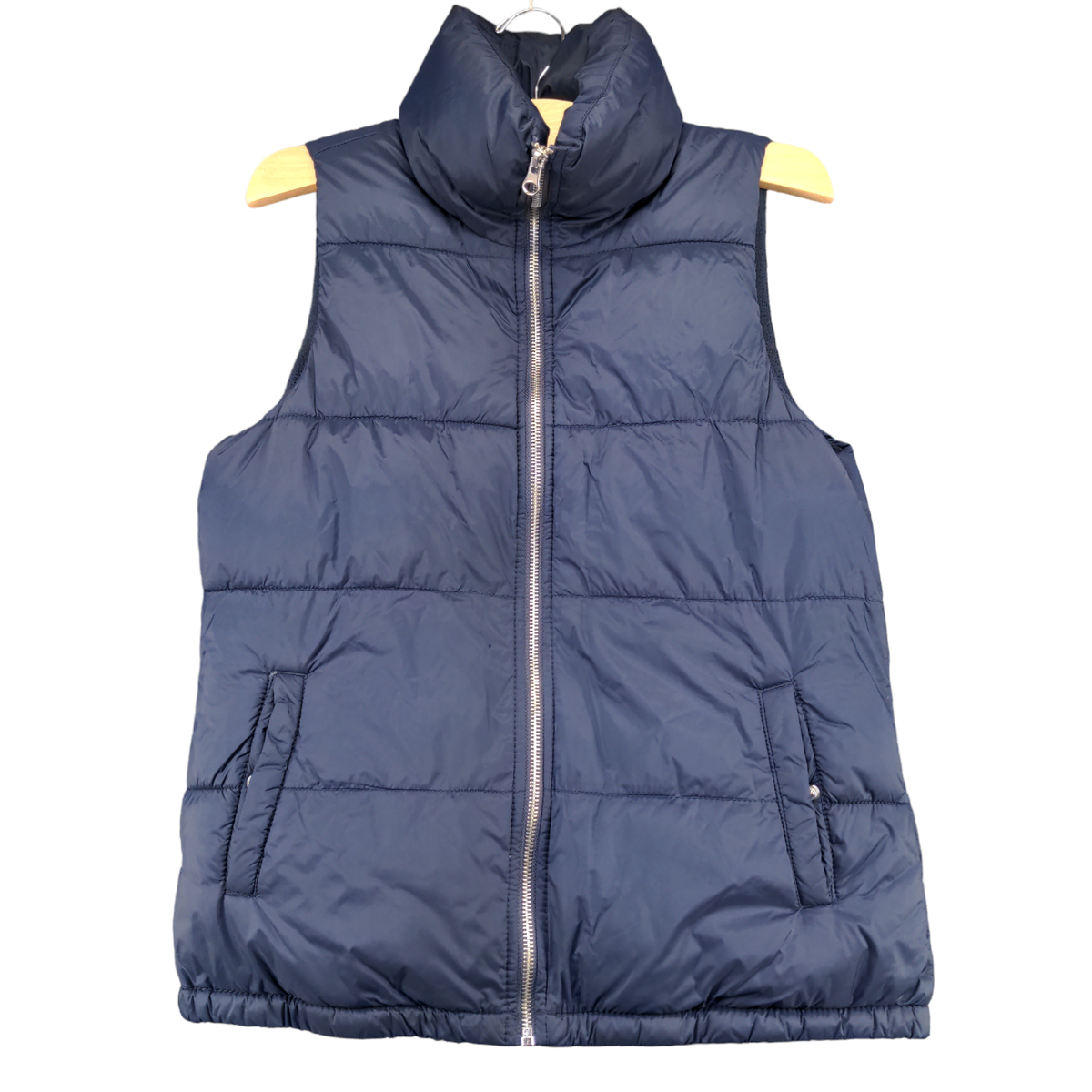 Old Navy Men's Puffer Vest Blue XS Sleeveless Full Zip Mock Neck Polyester