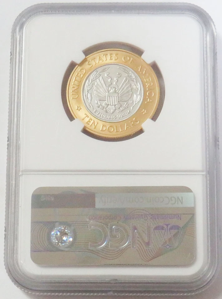 2000 W GOLD & PLATINUM BI-METAL $10 LIBRARY OF CONGRESS NGC MINT STATE 70 - Image 2 of 2