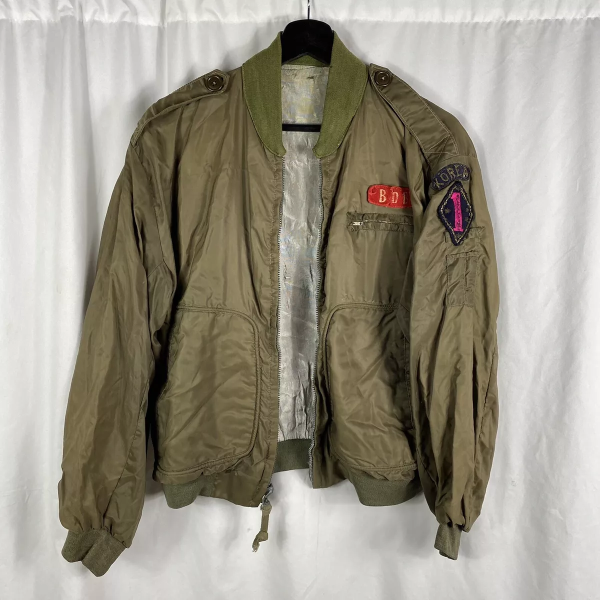 Korean War 1950s USMC Souvenir Nylon Tanker Jacket Bullion 1st Marines Div