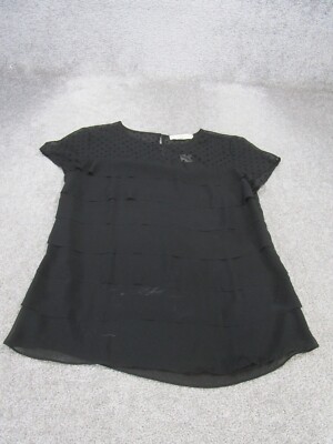 Loft Shirt Womens Smal Black Tiered Short Sleeve Tee NEW *