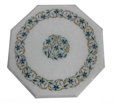 18'' Marble Table top pietra dura semi precious stone Inlay art home Decor