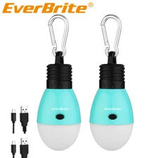 EverBrite 2PACK Rechargeable Camping LED Bulb 3 Lighting Mode USB LED Tent Light