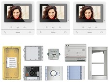 Kit videocitofono Bticino 3 famiglie trifamiliare vivavoce 2 fili 100V16B 344652