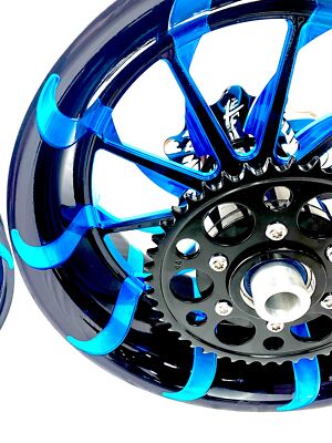 NINJA 300 FAT TIRE BLACK & CANDY BLUE TORNADO WHEELS 06-11
