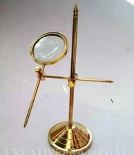 Brass Map Reader Magnifying Glass Table Top Magnifier Collectible Desk Decor CP8
