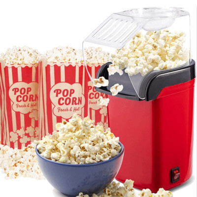 Neu Retro Elektrische Fettfreie Heißluft Popcorn Maschine Popper Maschine mit 6 Beuteln 1200 W