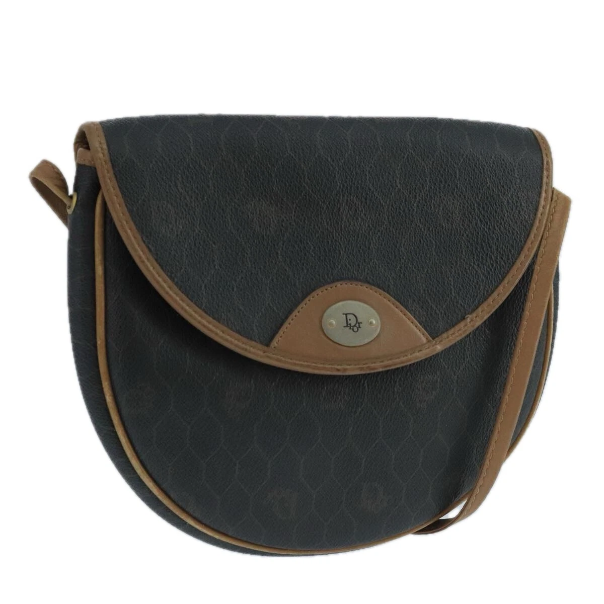Christian Dior sac à bandoulière toile nid d'abeille PVC cuir noir authentique 106108