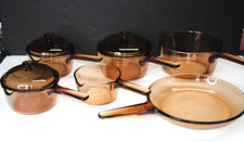 (9) PCS. CORNING / PYREX GLASS AMBER COOKING ...