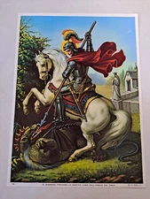 St George boy scouts Vintage Italy Lithograph Print Never Used 7 1/4" x 10 6/16"