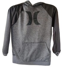 Hurley Hoodie Size Medium M Boys Youth Sweatshirt Gray Black Logo Pull On Skate