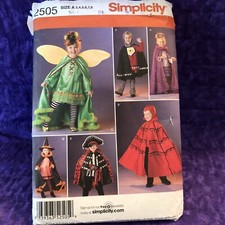 Simplicity 2505 Sewing Pattern Costumes Pirate Fairy Butterfly Child 3-8 Size A