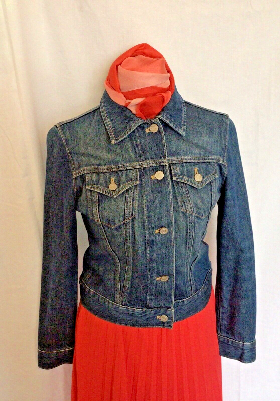 Ladies Denim Jacket Retro Casual Look, GAP, Washed Blue, Size XS-image