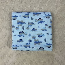 Swiggles Dinosaur Baby Blanket Flannel Receiving Blue Leaf Dino Security Lovey