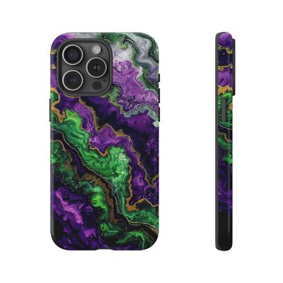 For iPhone/Galaxy/Pixel | Phone Ink Case | Violet Vortex Green Liquid