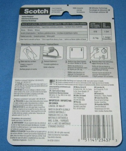 a Lot of 4 Packs (16 Pieces) ~ 3M Scotch Extreme Fasteners Strips ~ Holds 10# - Picture 3 of 3