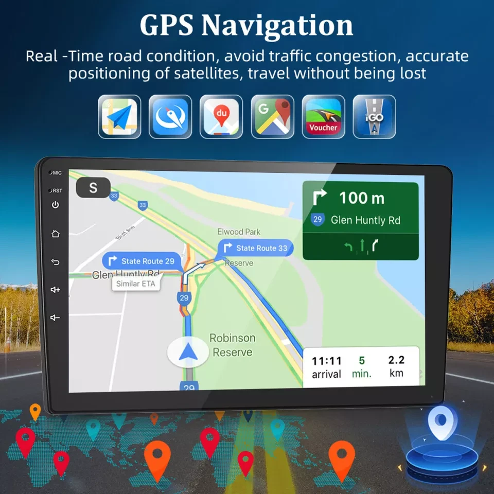 9inch Android 14 Car Stereo 4+64GB 2DIN Radio CarPlay GPS WIFI FM/RDS Head Unit - Image 3 of 4