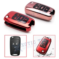 1x Red / Rose Gold TPU Remote Flip Key Fob Cover Case For Chevy Camaro Colorado