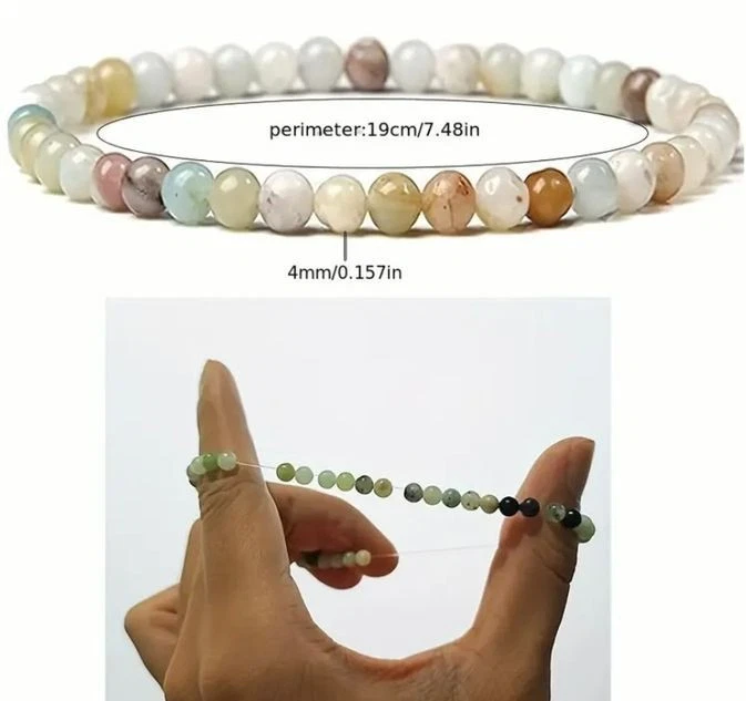 Edelstein Armband 4mm Perlen Türkis Amethyst Rosenquarz Achat Karneol Naturstein - Bild 4 von 4