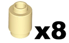 LEGO 8 New Tan Brick Round 1 x 1 Part 3062 NJ 71818