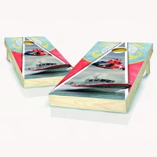 Cornhole Boards Set Skips Garage Coast Guard Foldable Legs UV Ink