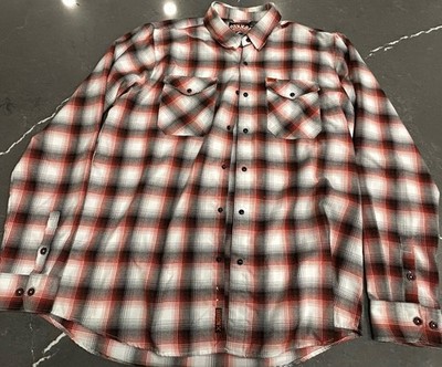 Dixxon Flannel Company (The Eagle)  Mens 2XT Orange/White/Black Plaid Pearl Snap