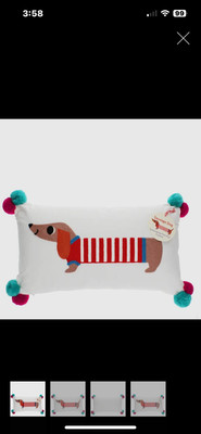 Super cute embroidered Sausage Dog Dachshund pillow. 13''x19''
