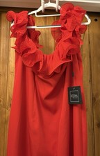 Ieena-Mac Duggal Off the Shoulder Ruffle Detail Column Gown Red Size 16 #49643