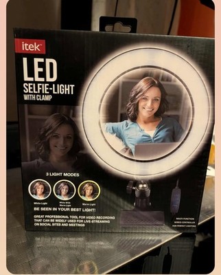 Itek LED Selfie Ring Light W/Phone Holder & Flexible Gooseneck Arms - New