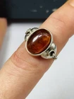 Vintage silver and amber ring UK size N/O used