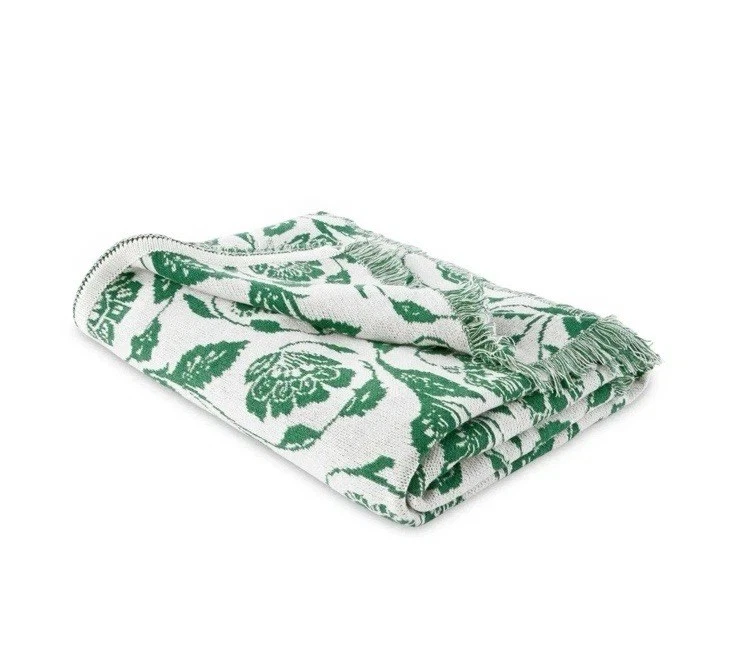 ✅Tapiz Tejido Tiro, Manta Floral Azul, 50" x 60" Nuevo Gris Verde Aspecto Vintage Foto 2 de 4