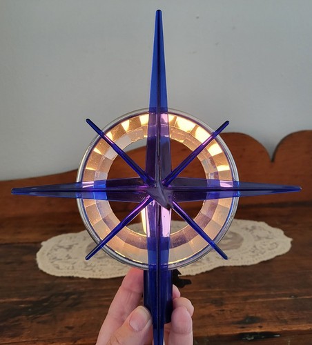 VINTAGE BRADFORD NATIVITY STAR REFLECTIVE CHRISTMAS TREE TOPPER MCM 8"X10" - Picture 2 of 9