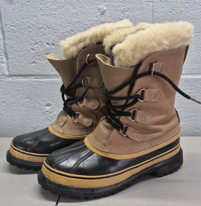 SOREL KAUFMAN CARIBOU LEATHER & RUBBER RAIN SNOW LINED BOOTS