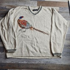 Pazzo Vintage Sweater Pheasant Front Size Large Cotton Blend