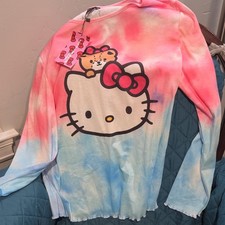 SHEIN x Hello Kitty Tie-Dye Knit Crew Neck Lo...
