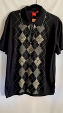 Hugo Boss Men s black short-sleeved shirt with a pattern SizeXL
