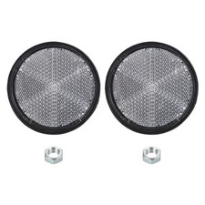 2 Pcs Round Rear Reflectors, Reflective Warning Reflector with M6 Screw White